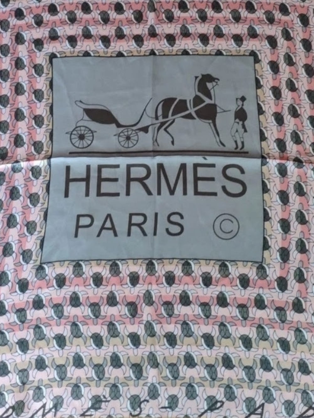 Hermes Pink & Gray Sea Turtle Silk Scarf - Picture 2 of 10